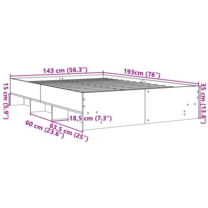 sengestel 140x190 cm konstrueret træ sort