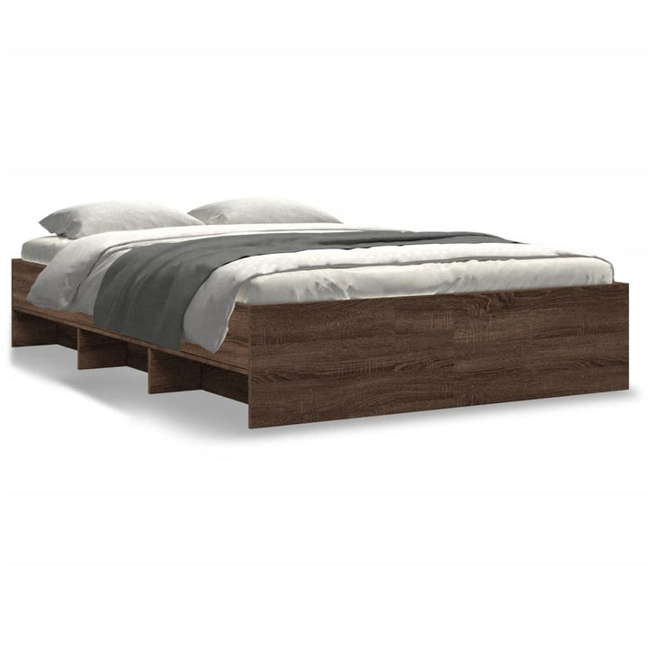sengeramme 140x190 cm uden madras konstrueret træ brunt eg