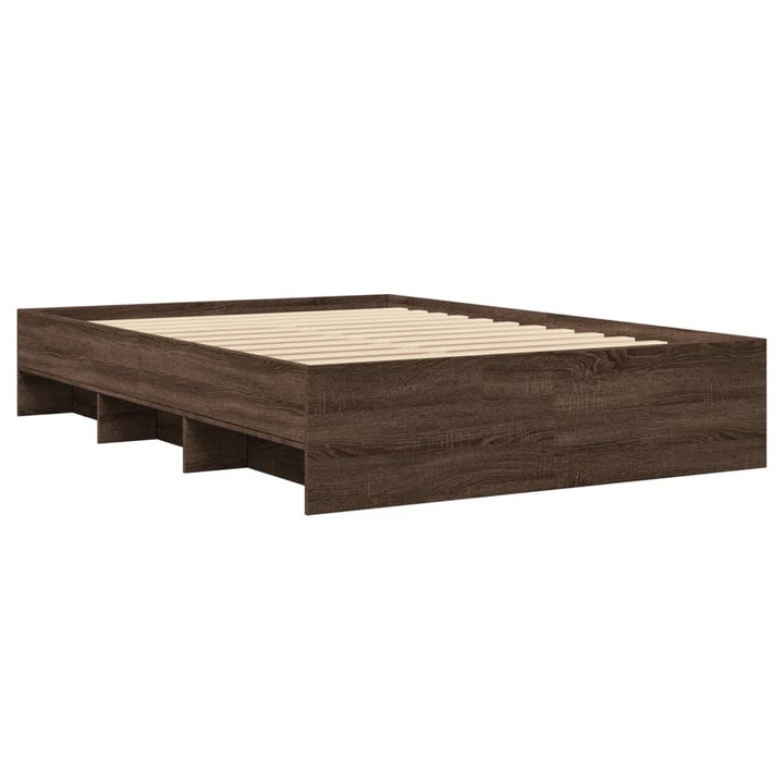 sengeramme 140x190 cm uden madras konstrueret træ brunt eg