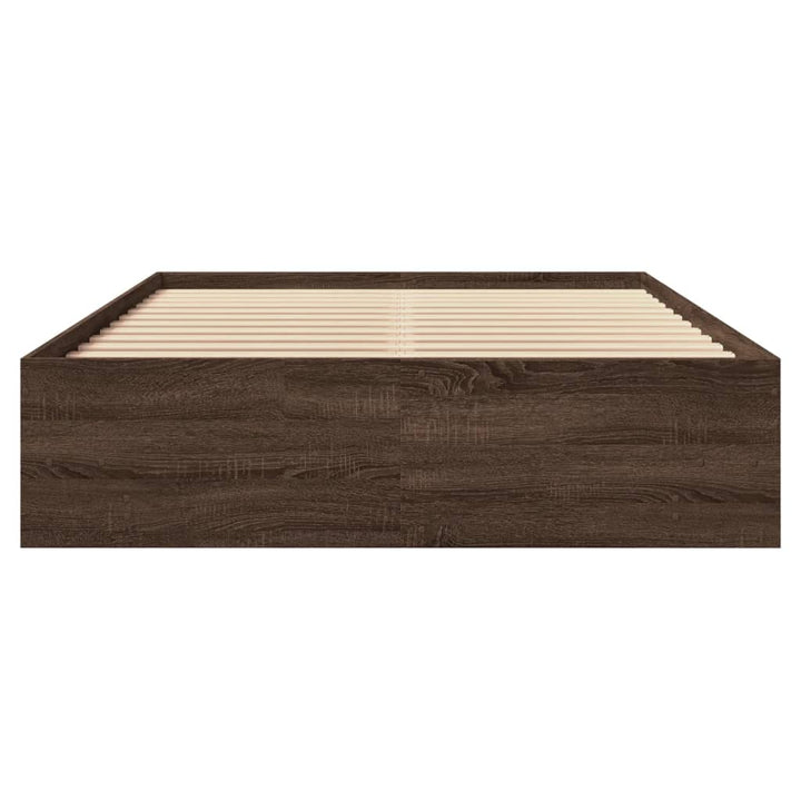 sengeramme 140x190 cm uden madras konstrueret træ brunt eg