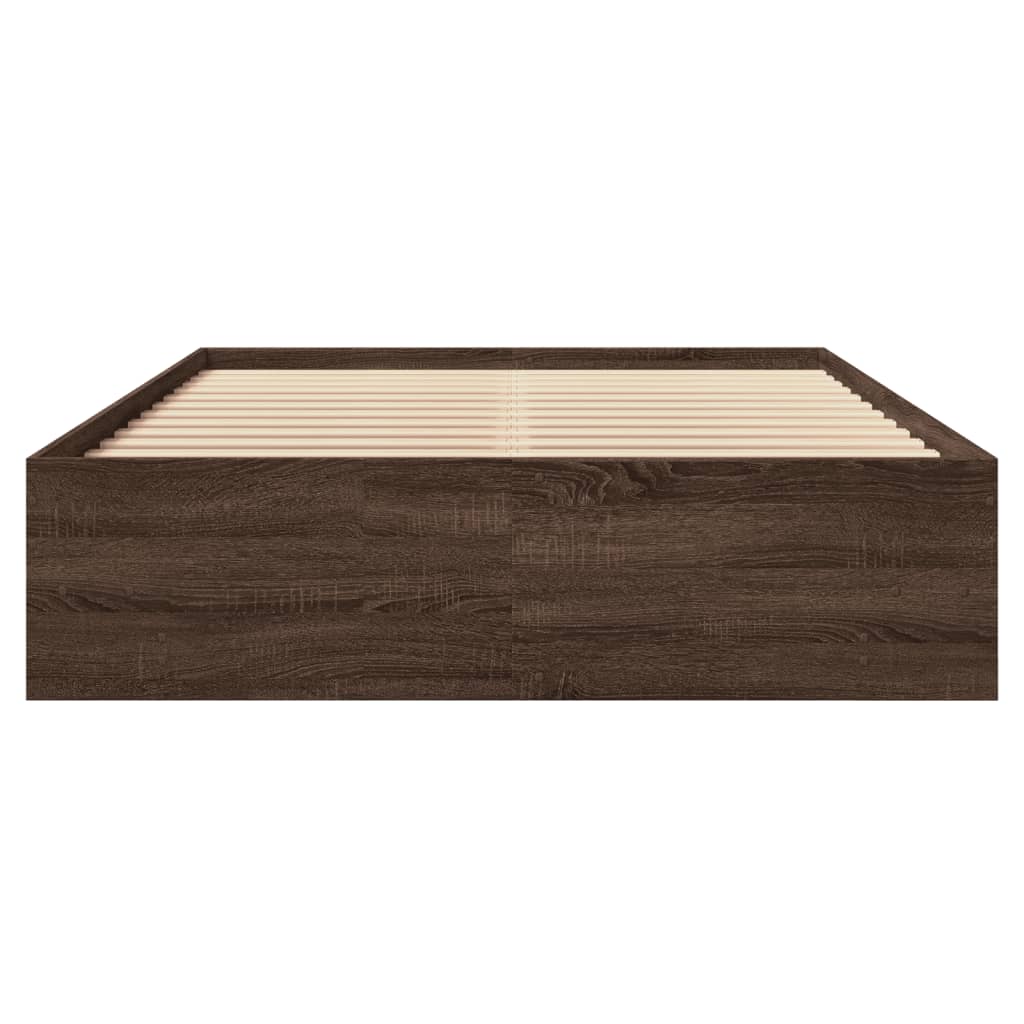 sengestel 135x190 cm konstrueret træ brun eg