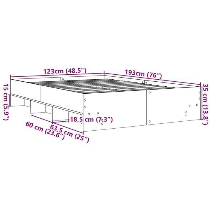 sengeramme 120x190 cm uden madras konstrueret træ brunt eg