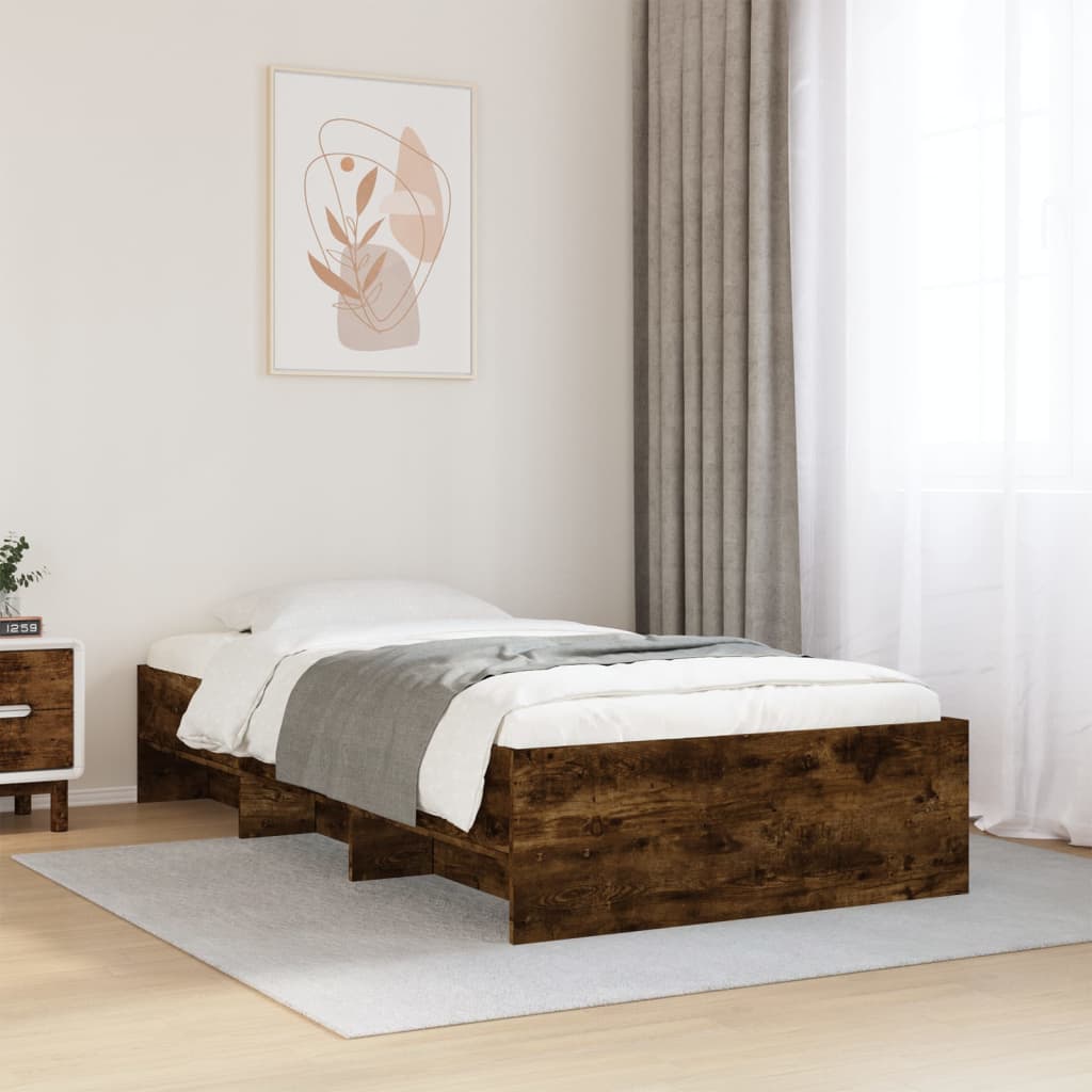 sengeramme 90x190 cm uden madras konstrueret træ røget eg