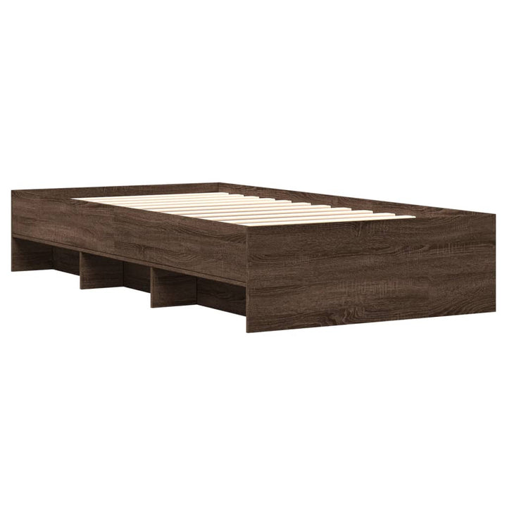sengeramme 90x190 cm uden madras konstrueret træ brunt eg