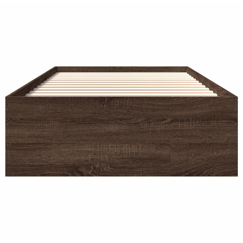 sengeramme 90x190 cm uden madras konstrueret træ brunt eg