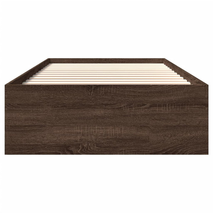 sengeramme 90x190 cm uden madras konstrueret træ brunt eg