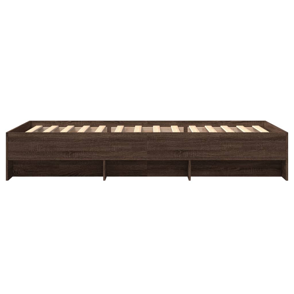 sengeramme 90x190 cm uden madras konstrueret træ brunt eg