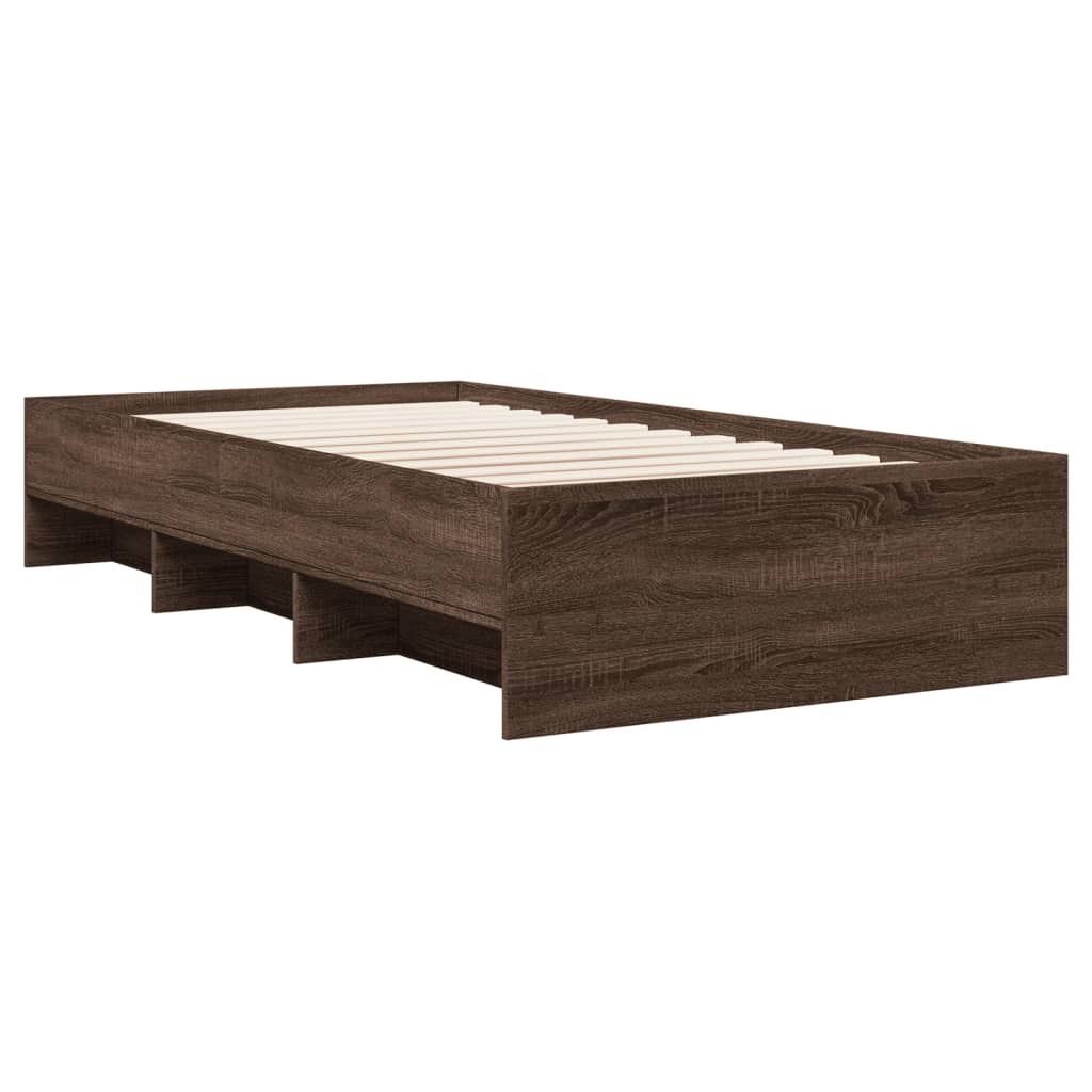 sengeramme 90x190 cm uden madras konstrueret træ brunt eg