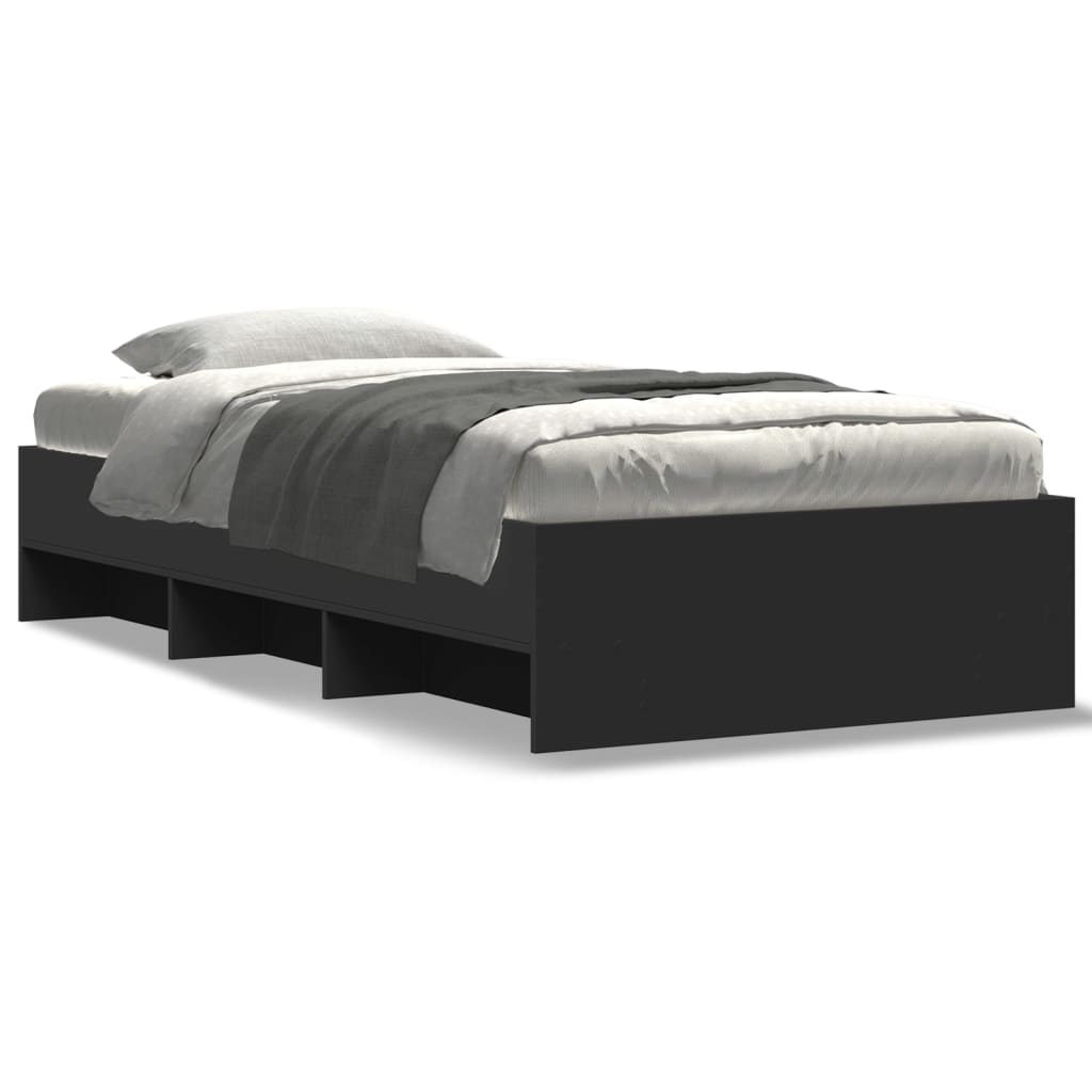 sengeramme 75x190 cm konstrueret træ sort