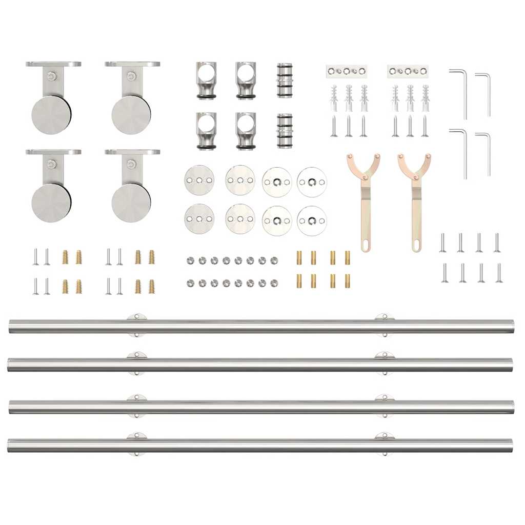 hardwarekit til skydedør 183 cm rustfrit stål sølvfarvet