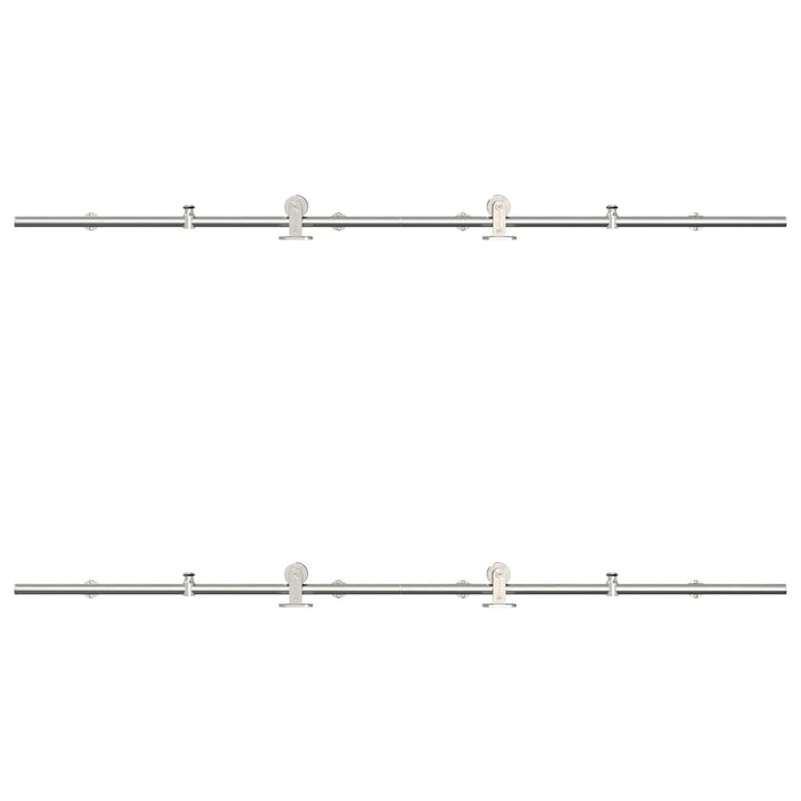 hardwarekit til skydedør 200 cm rustfrit stål sølvfarvet