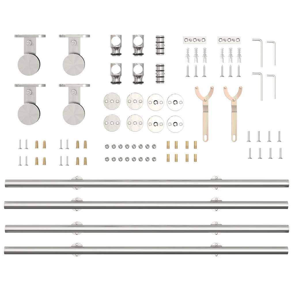 hardwarekit til skydedør 200 cm rustfrit stål sølvfarvet