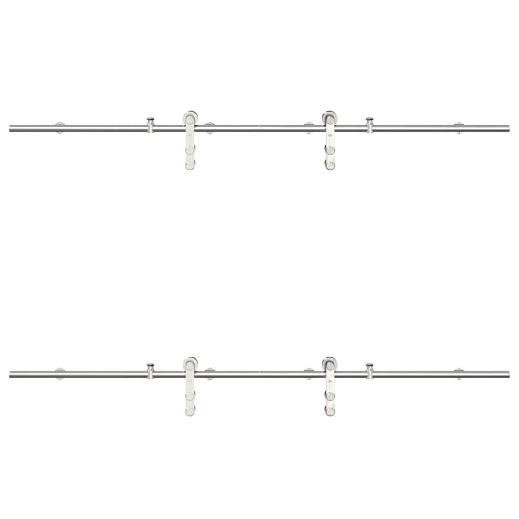hardwarekit til skydedør 183 cm rustfrit stål sølvfarvet