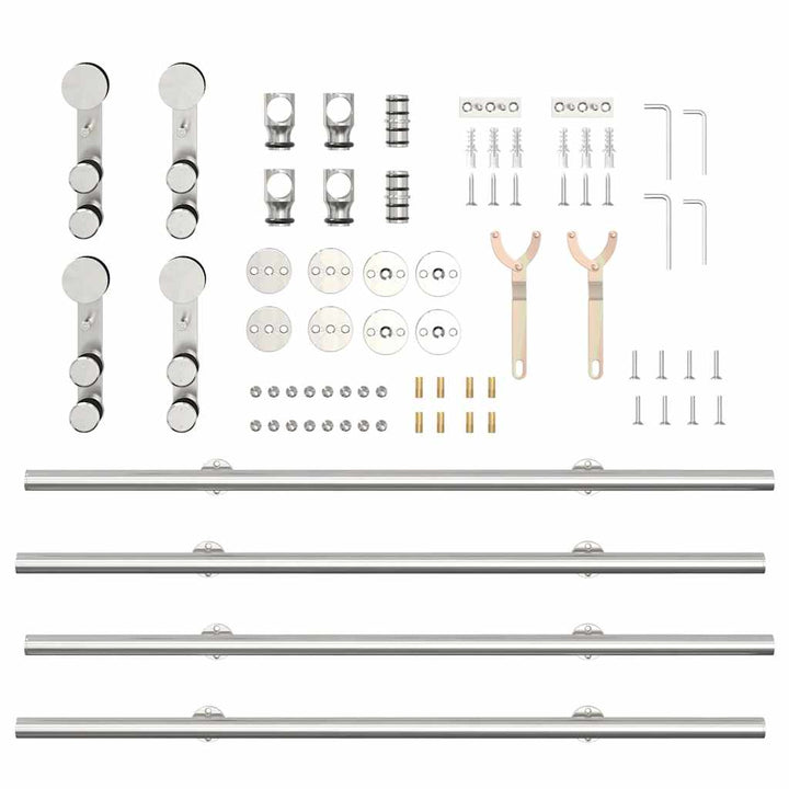 hardwarekit til skydedør 200 cm rustfrit stål sølvfarvet