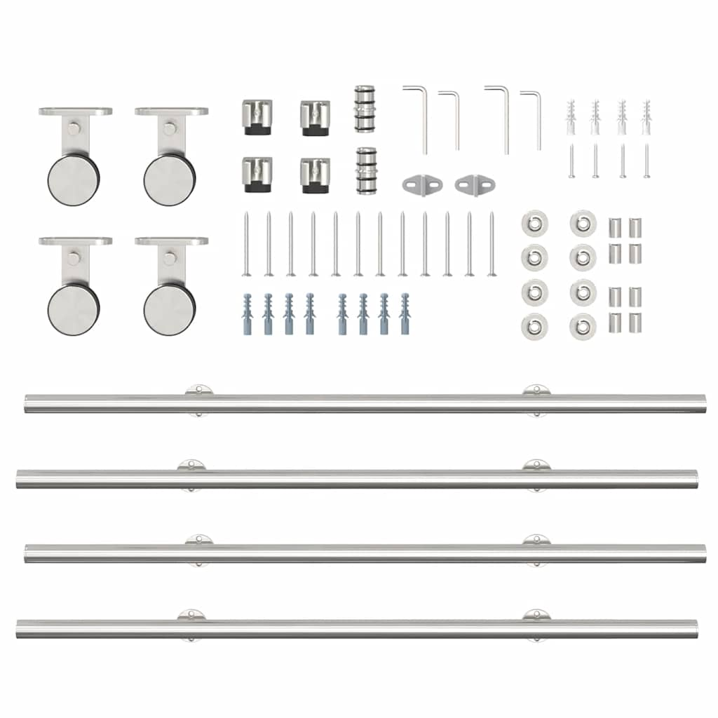 hardwarekit til skydedør 183 cm rustfrit stål sølvfarvet