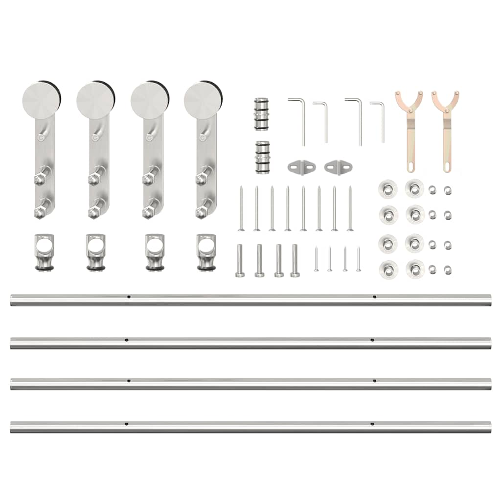 hardwarekit til skydedør 183 cm rustfrit stål sølvfarvet