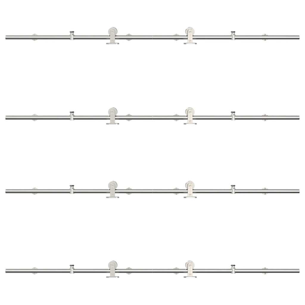 hardwarekit til skydedør 366 cm rustfrit stål sølvfarvet