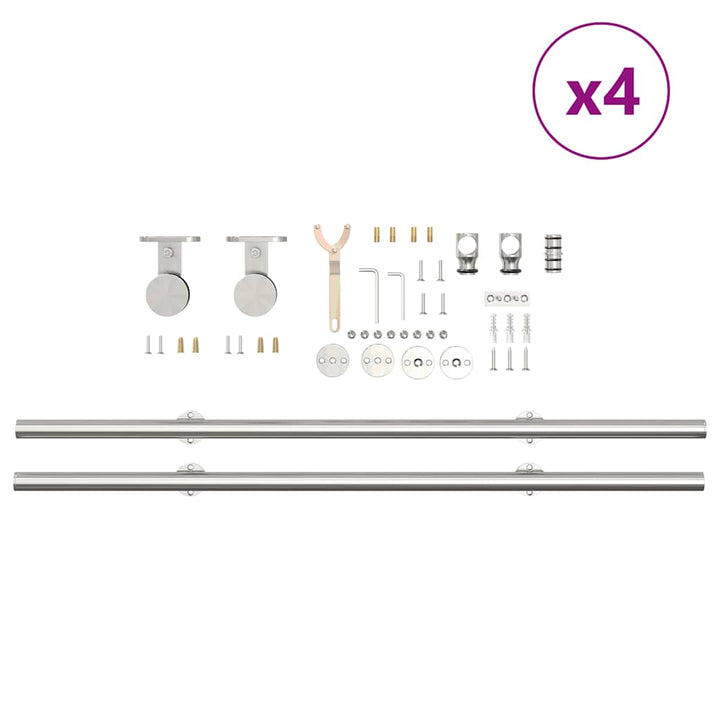 hardwarekit til skydedør 366 cm rustfrit stål sølvfarvet