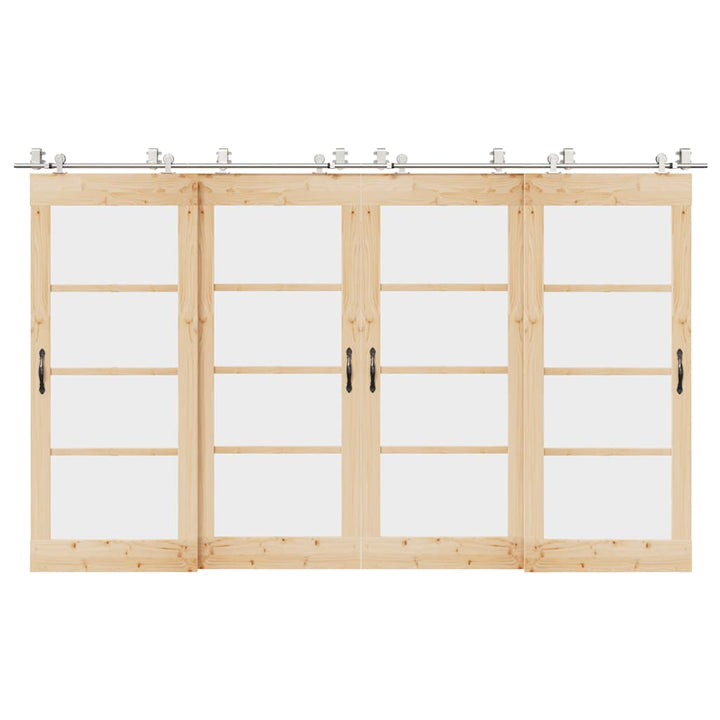 hardwarekit til skydedør 366 cm rustfrit stål sølvfarvet