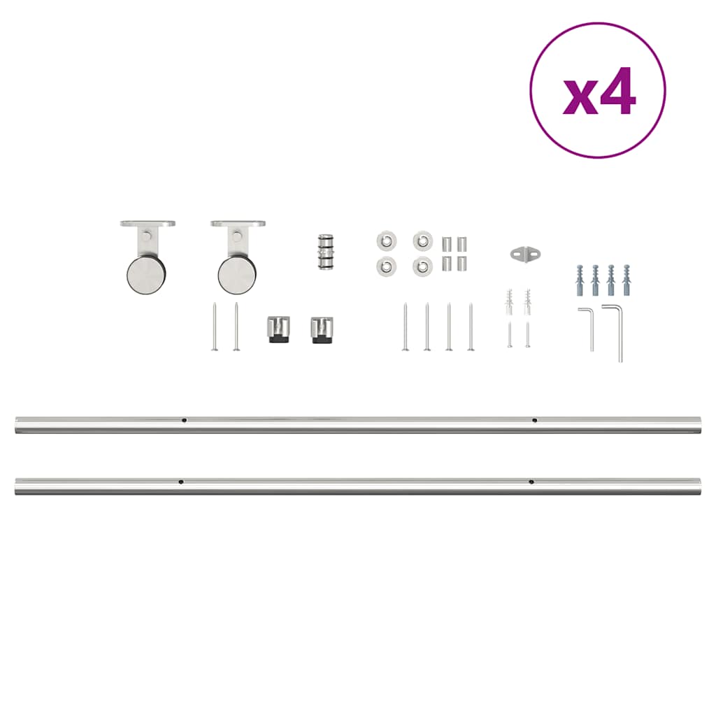 hardwarekit til skydedør 400 cm rustfrit stål sølvfarvet