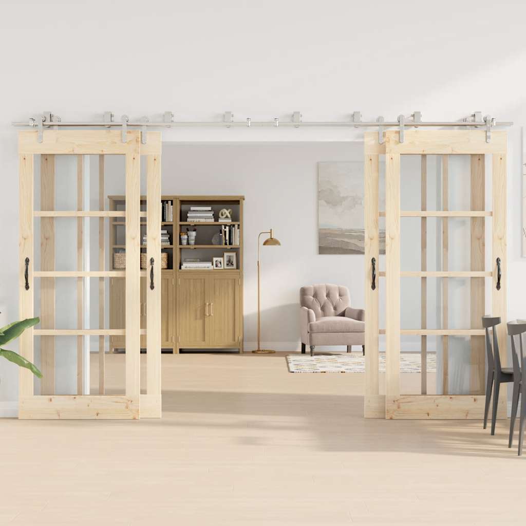 hardwarekit til skydedør 366 cm rustfrit stål sølvfarvet