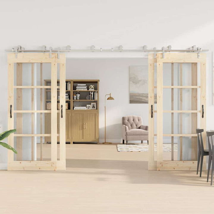 hardwarekit til skydedør 366 cm rustfrit stål sølvfarvet