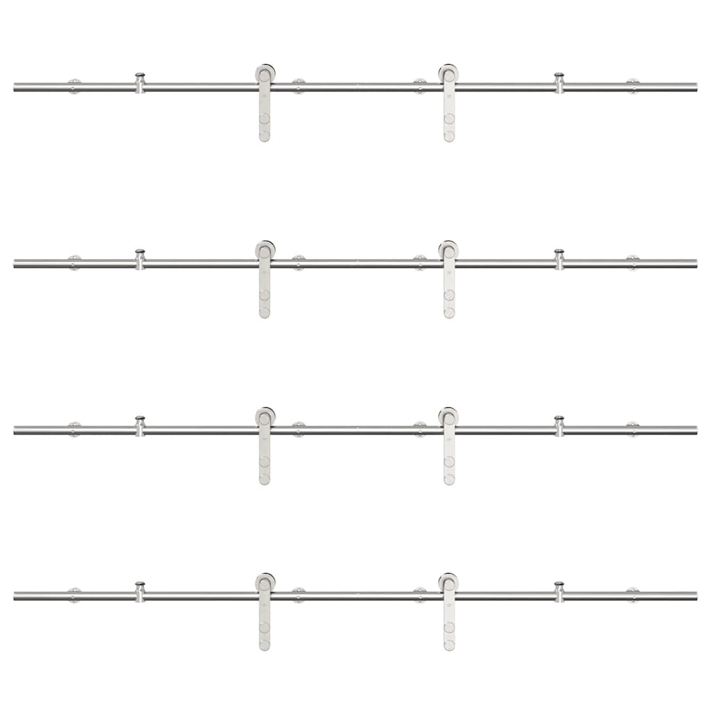 hardwarekit til skydedør 400 cm rustfrit stål sølvfarvet