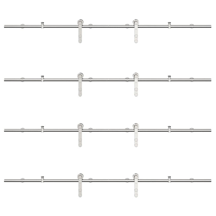 hardwarekit til skydedør 400 cm rustfrit stål sølvfarvet