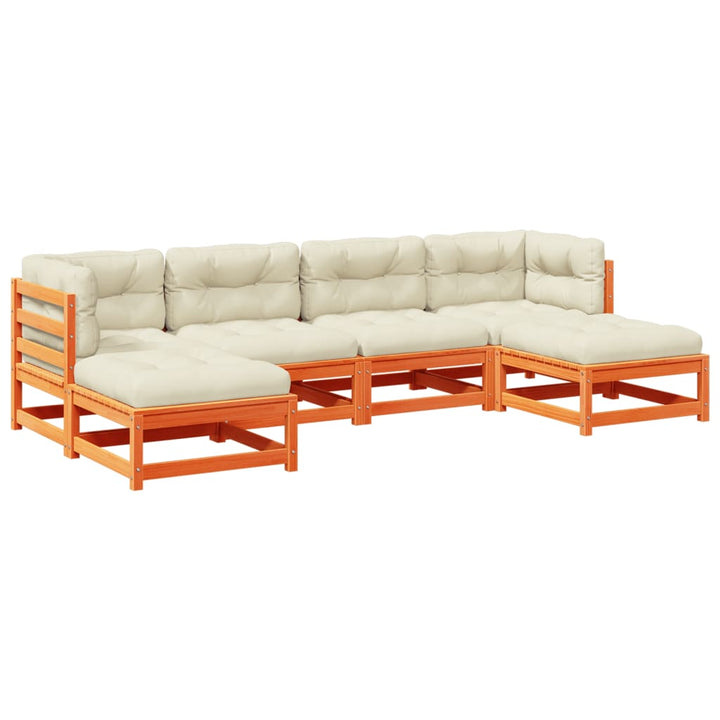 sofasæt til haven 6 dele med hynder massivt fyr gyldenbrun