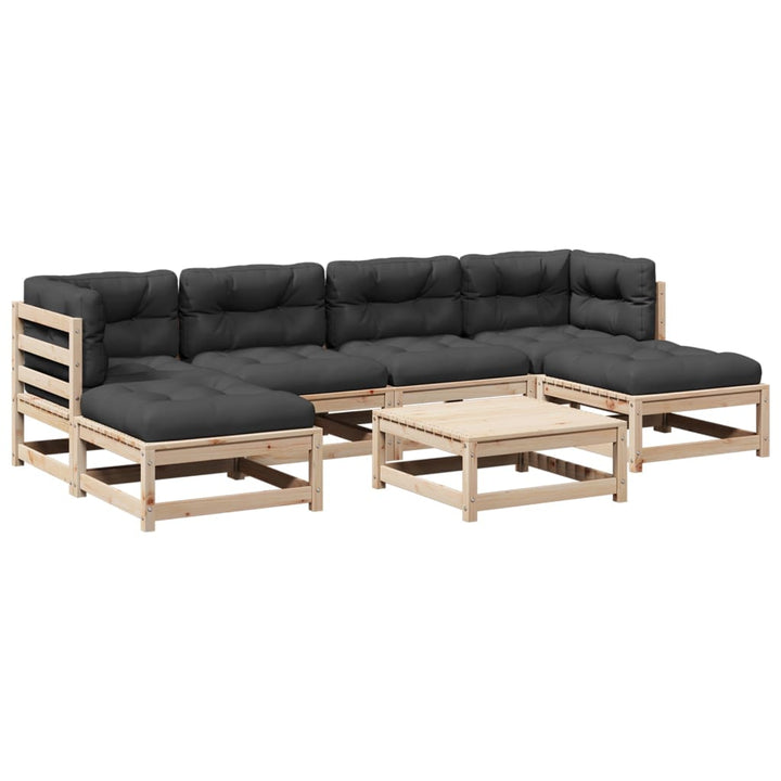 sofasæt til haven 7 dele med hynder massivt fyrretræ
