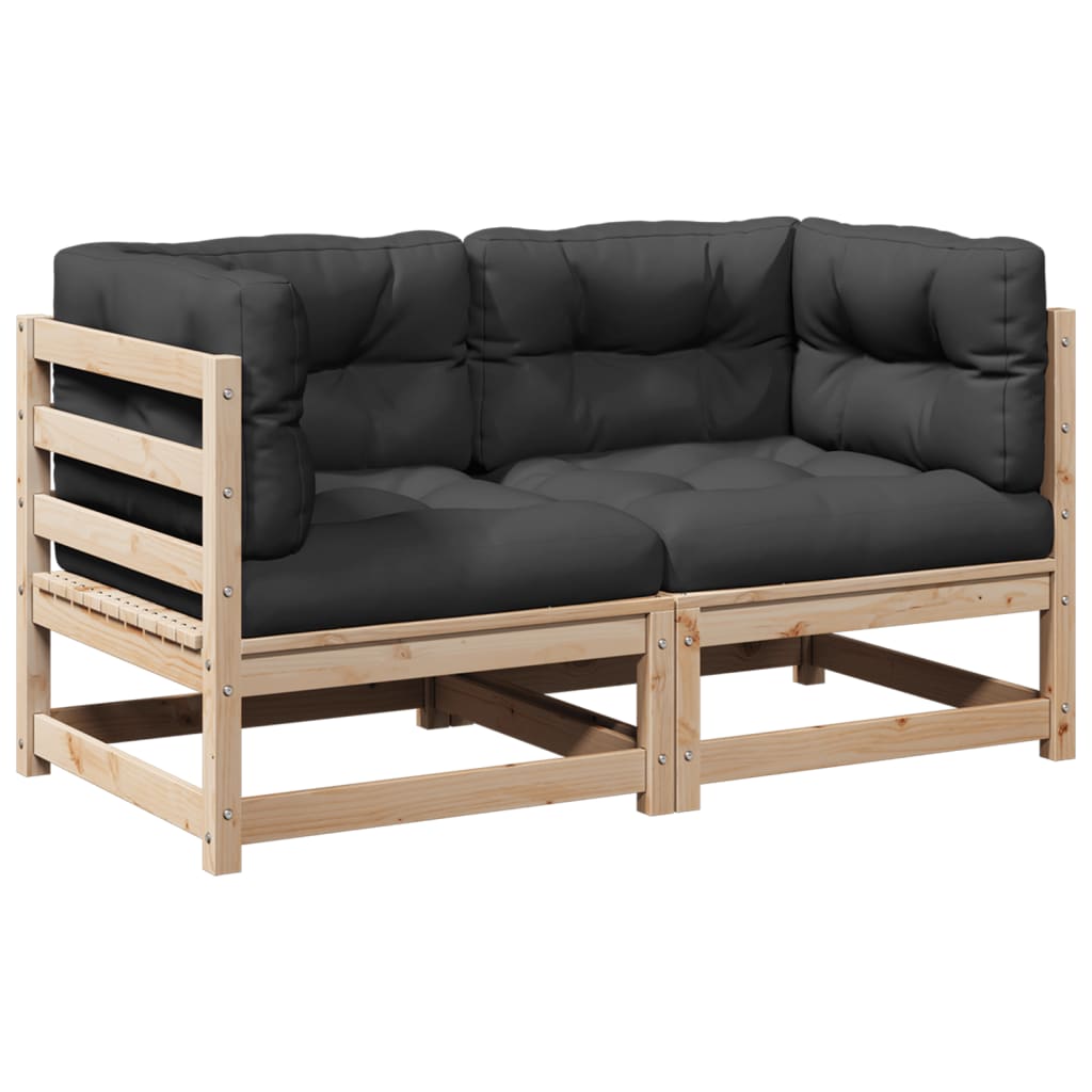 sofasæt til haven 2 dele med hynder massivt fyrretræ