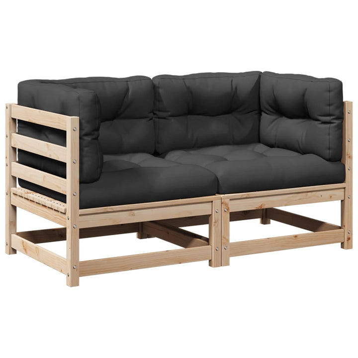 sofasæt til haven 2 dele med hynder massivt fyrretræ