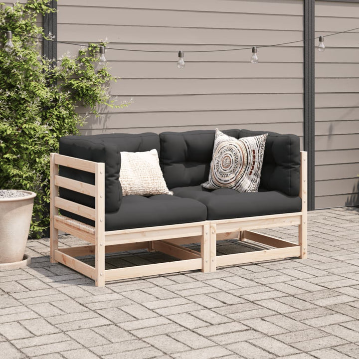 sofasæt til haven 2 dele med hynder massivt fyrretræ