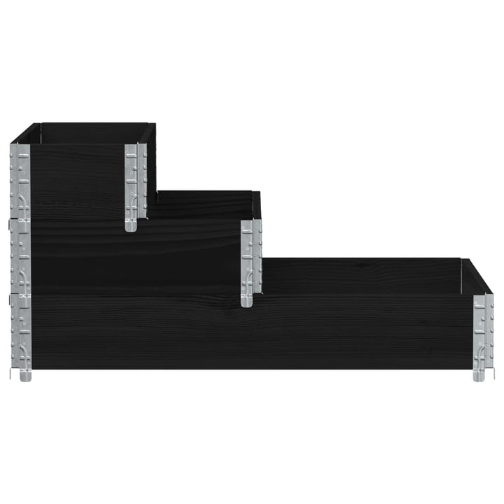 højbed 120x80 cm 3 niveauer massivt fyrretræ sort