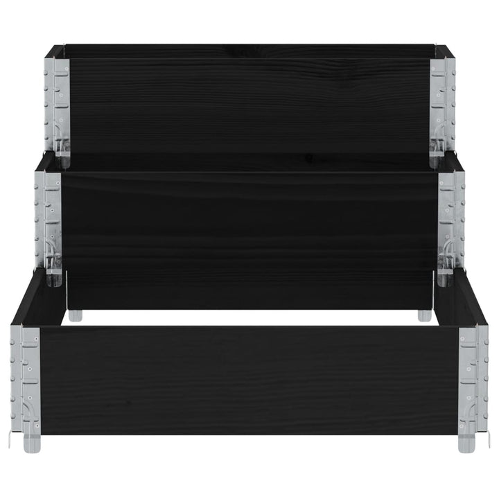 højbed 120x80 cm 3 niveauer massivt fyrretræ sort