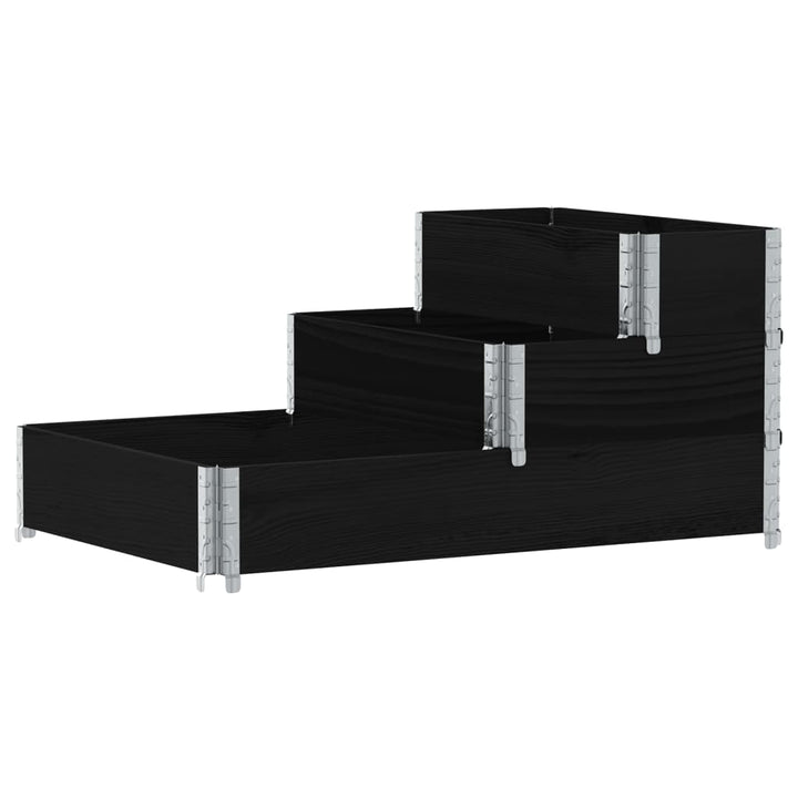 højbed 120x80 cm 3 niveauer massivt fyrretræ sort