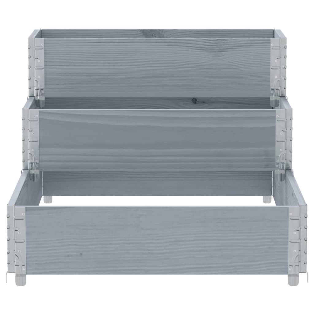højbed 120x80 cm 3 niveauer massivt fyrretræ grå
