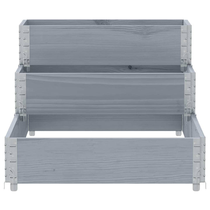 højbed 120x80 cm 3 niveauer massivt fyrretræ grå