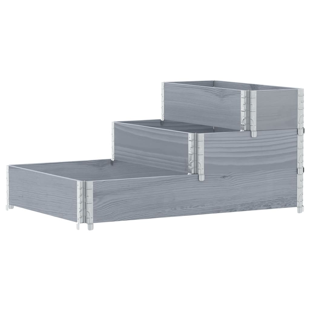 højbed 120x80 cm 3 niveauer massivt fyrretræ grå