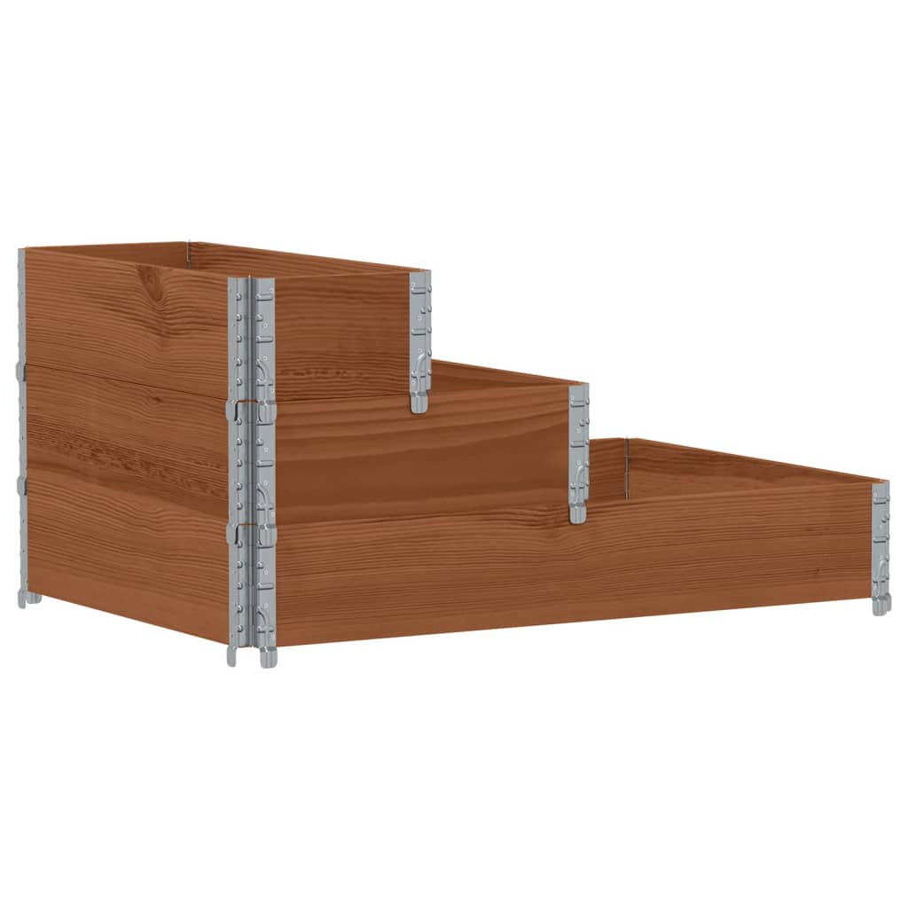 højbed 120x80 cm 3 niveauer massivt fyrretræ brun