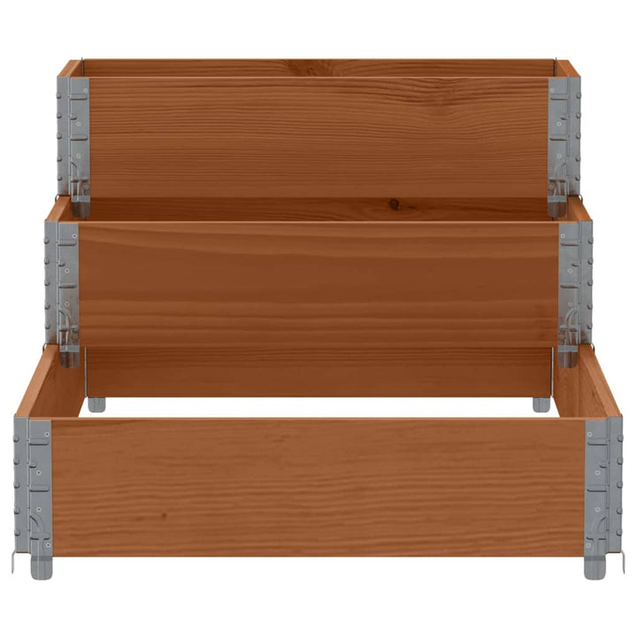 højbed 120x80 cm 3 niveauer massivt fyrretræ brun