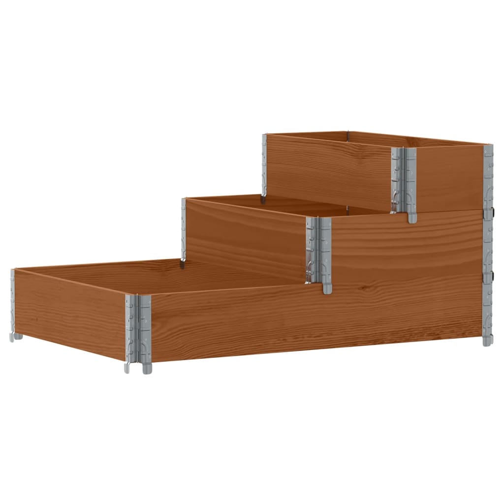 højbed 120x80 cm 3 niveauer massivt fyrretræ brun