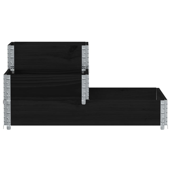 højbed 120x80 cm 3 niveauer massivt fyrretræ sort