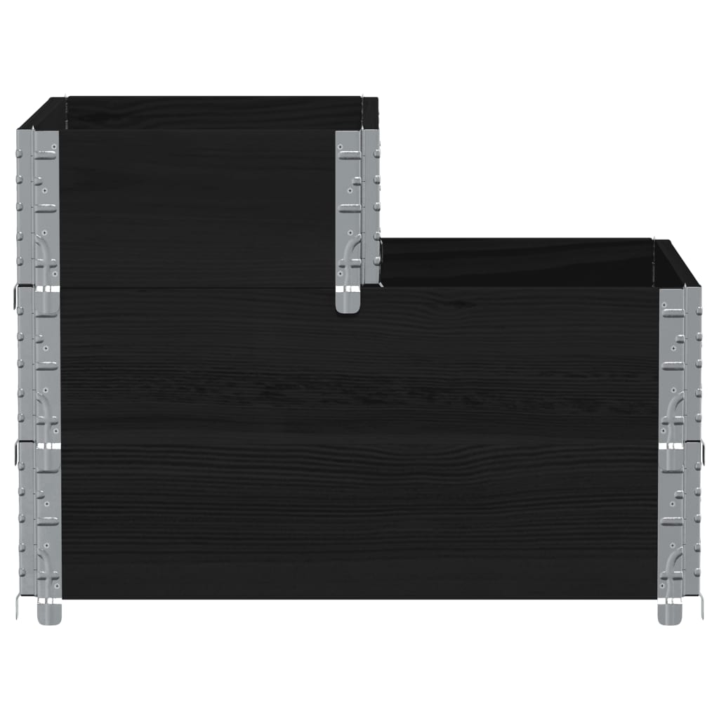højbed 120x80 cm 3 niveauer massivt fyrretræ sort