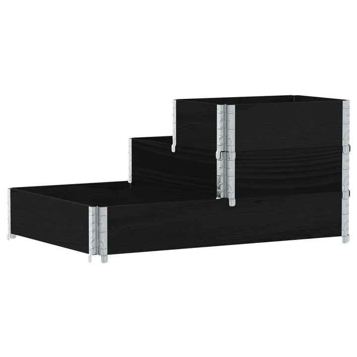højbed 120x80 cm 3 niveauer massivt fyrretræ sort
