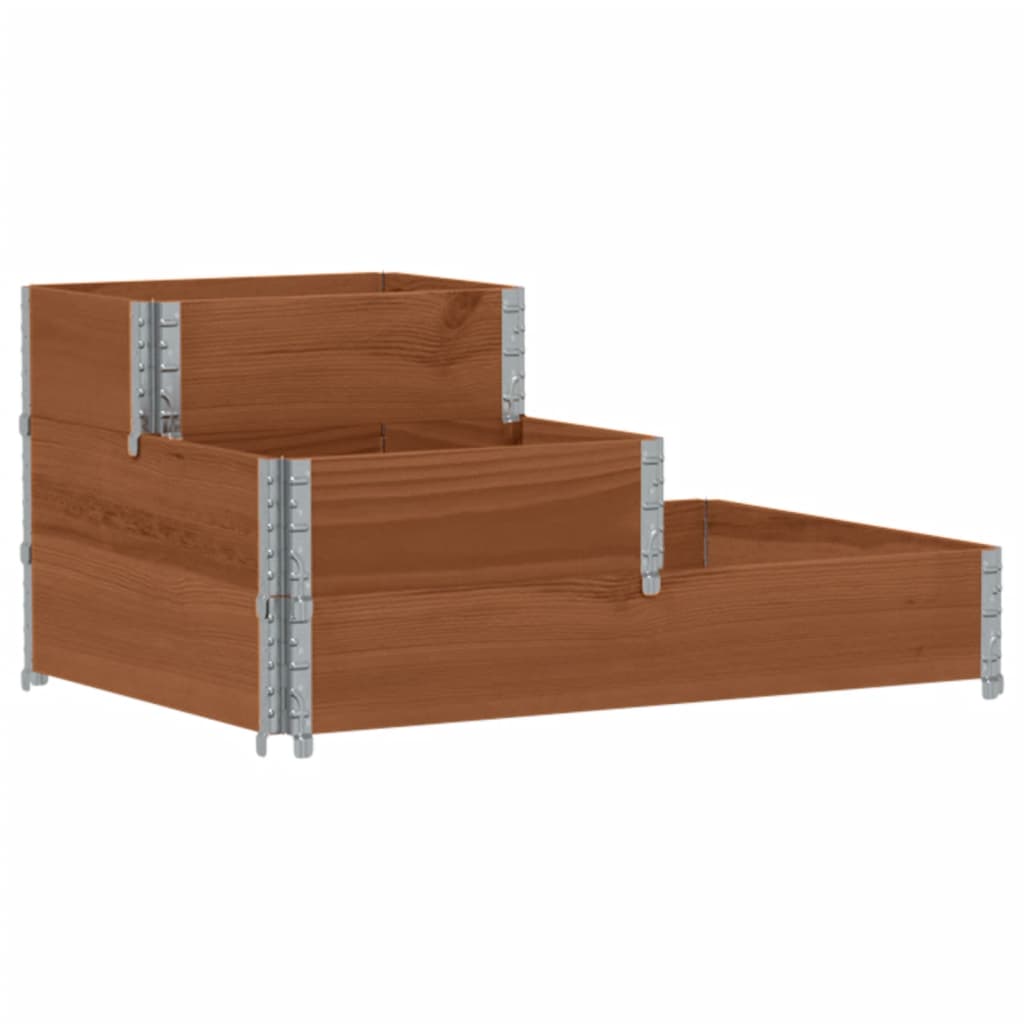 højbed 120x80 cm 3 niveauer massivt fyrretræ brun