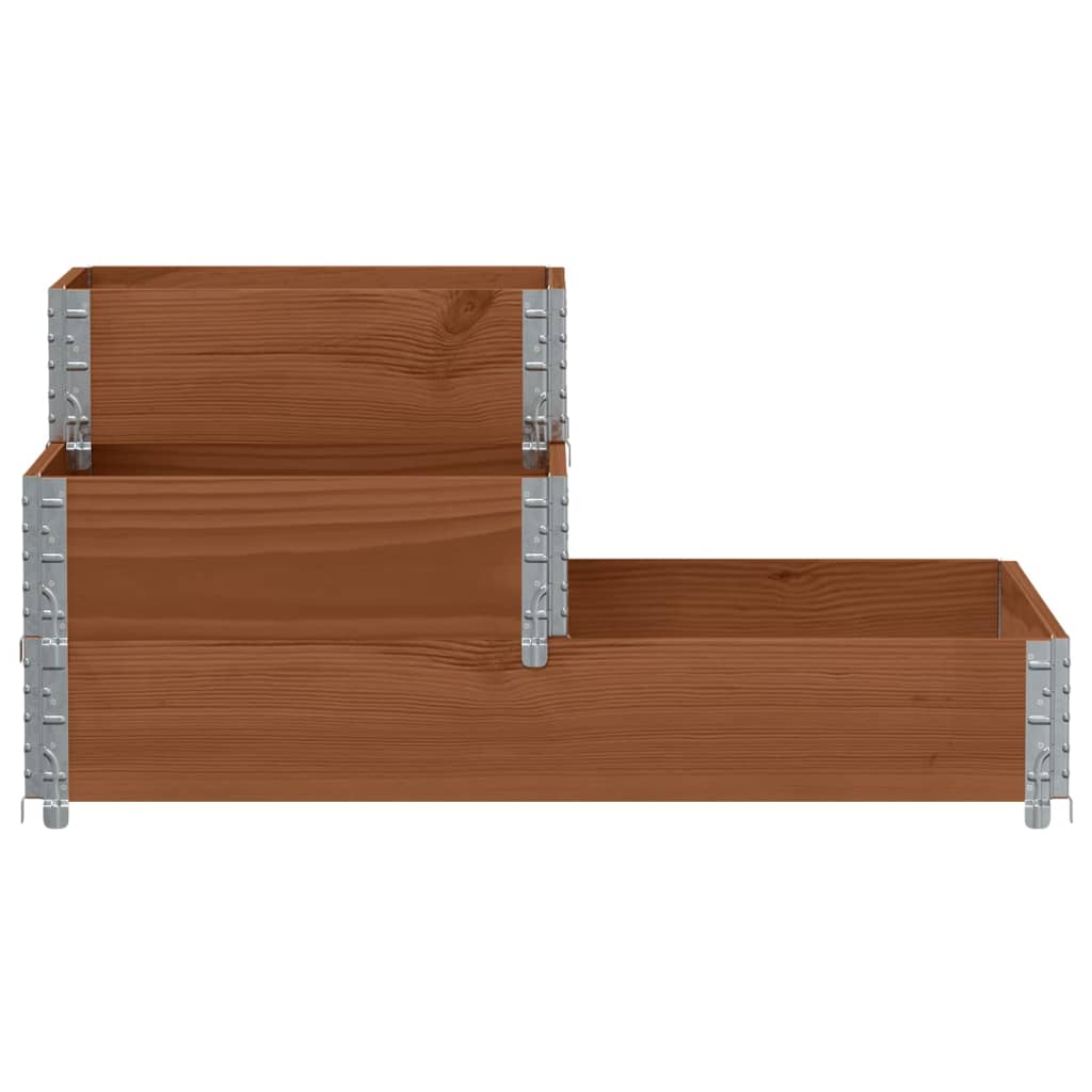 højbed 120x80 cm 3 niveauer massivt fyrretræ brun