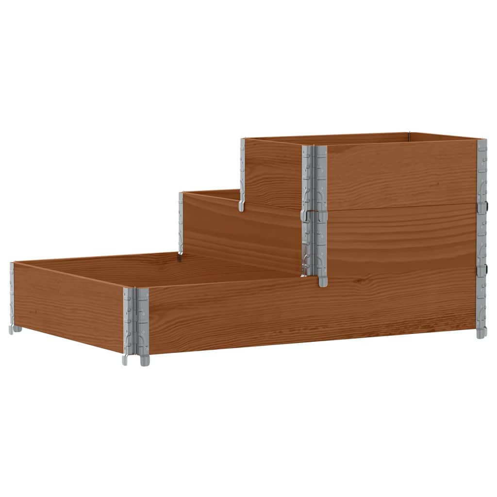 højbed 120x80 cm 3 niveauer massivt fyrretræ brun