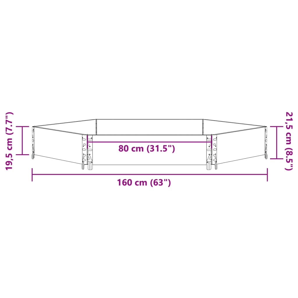 højbed 160x160 cm massivt fyrretræ sekskantet sort
