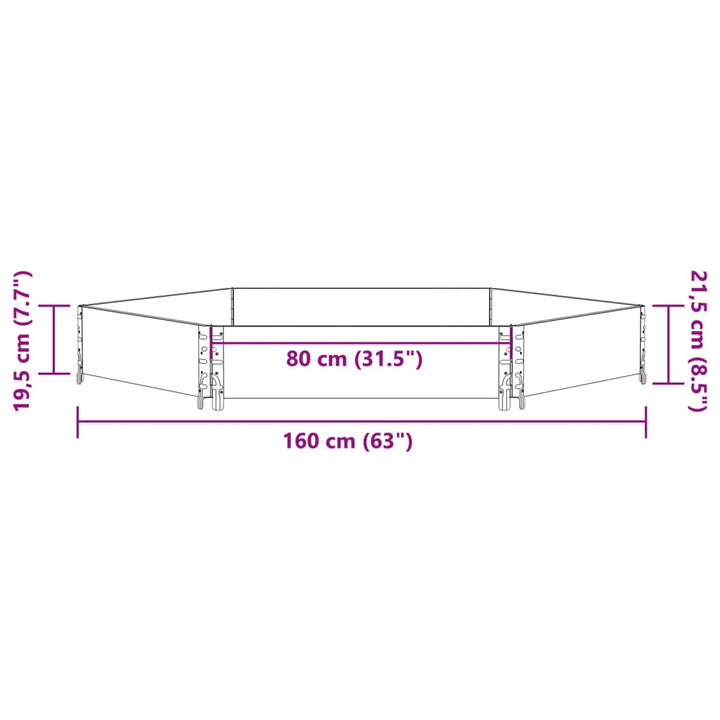 højbed 160x160 cm massivt fyrretræ sekskantet sort